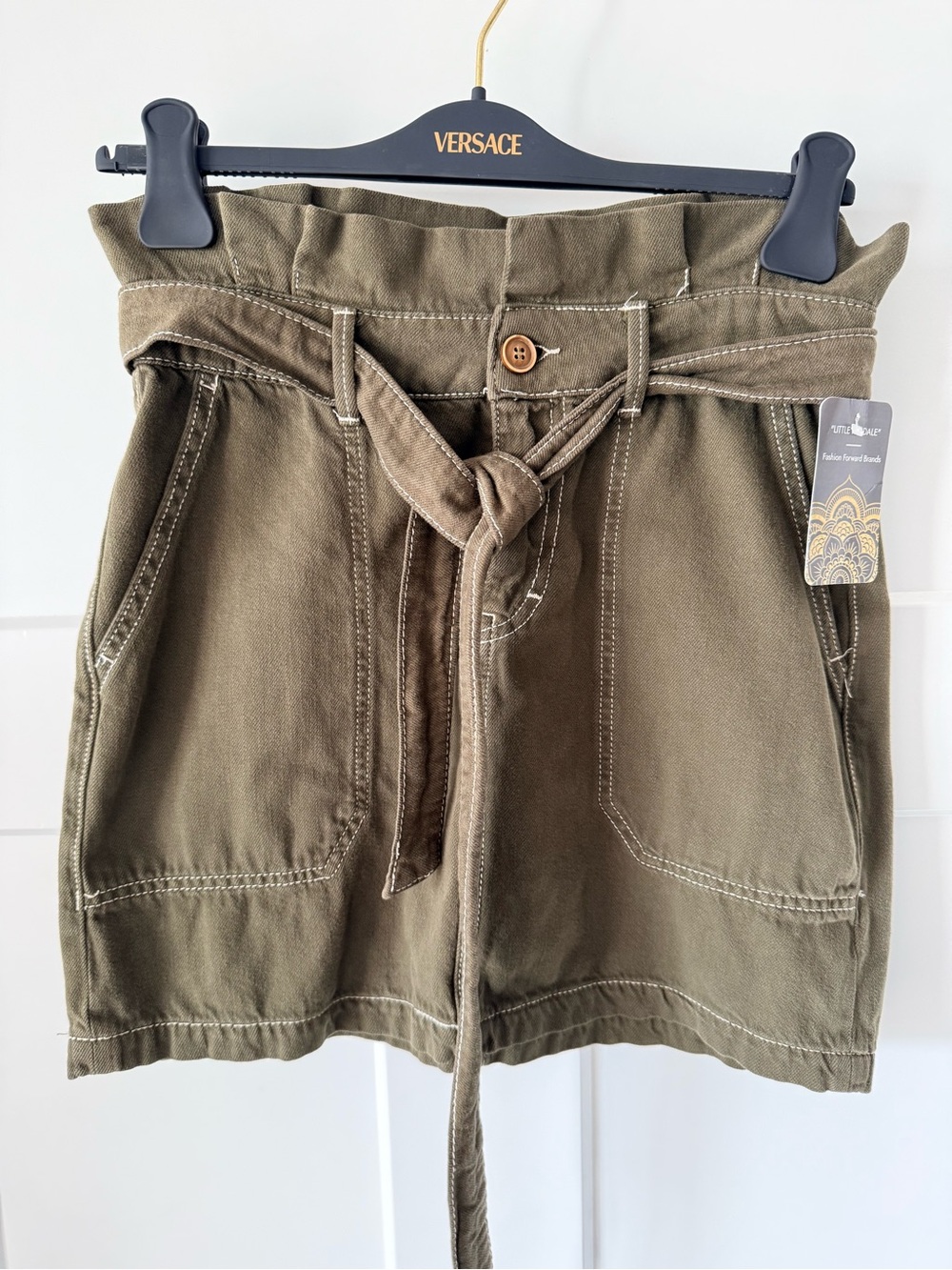 Free People Olive Green Splendor in the Grass Belted Skirt Size 6 - Picture 3 of 8